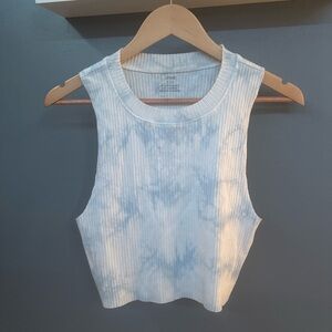 aerie Light Blue Tie-Dye Ribbed Crop Tank